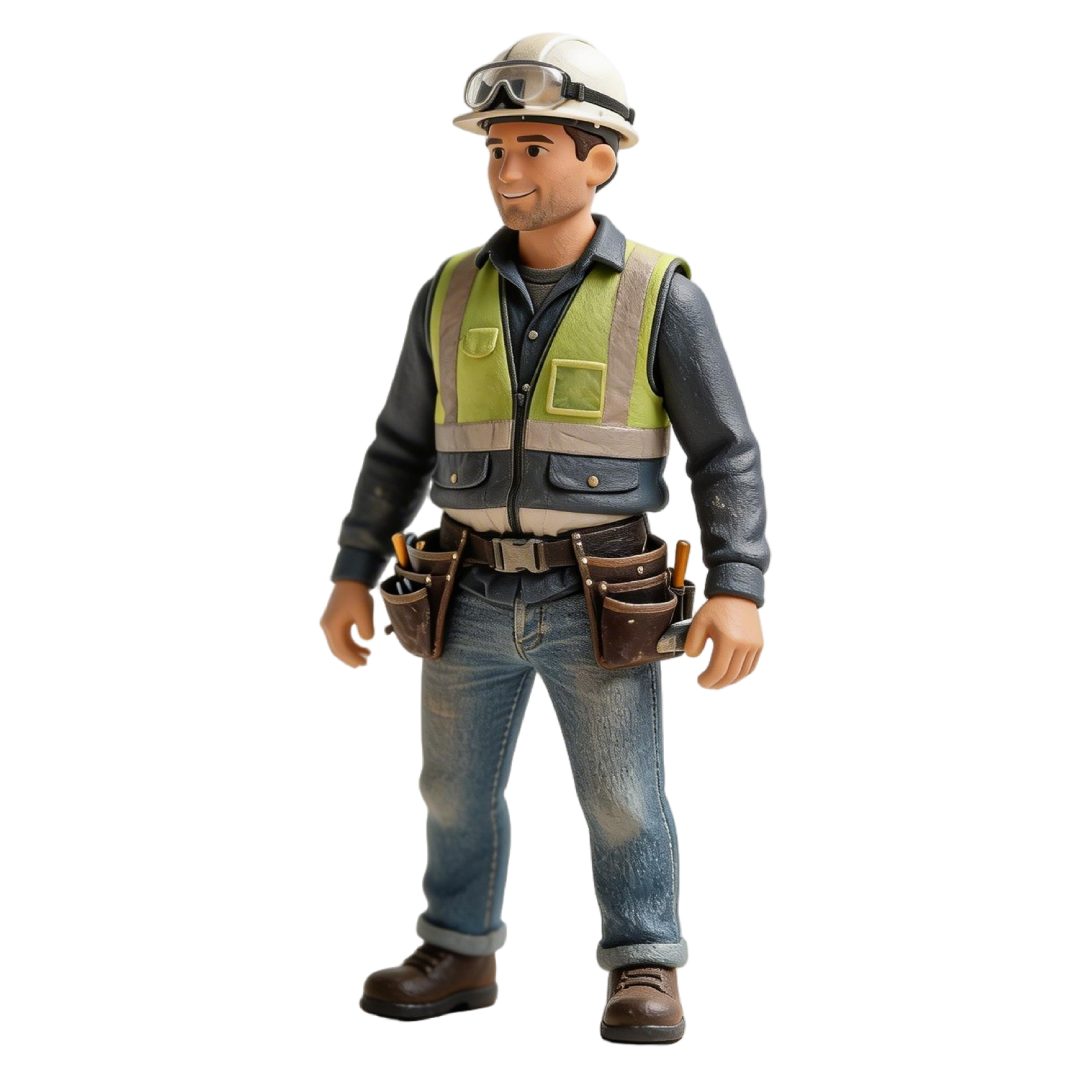 3D miniature figurine of a construction worker