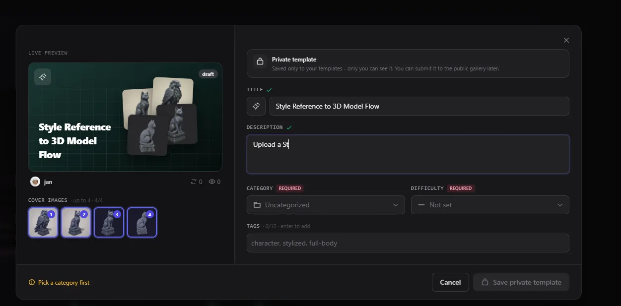 Saving a workflow as a reusable template