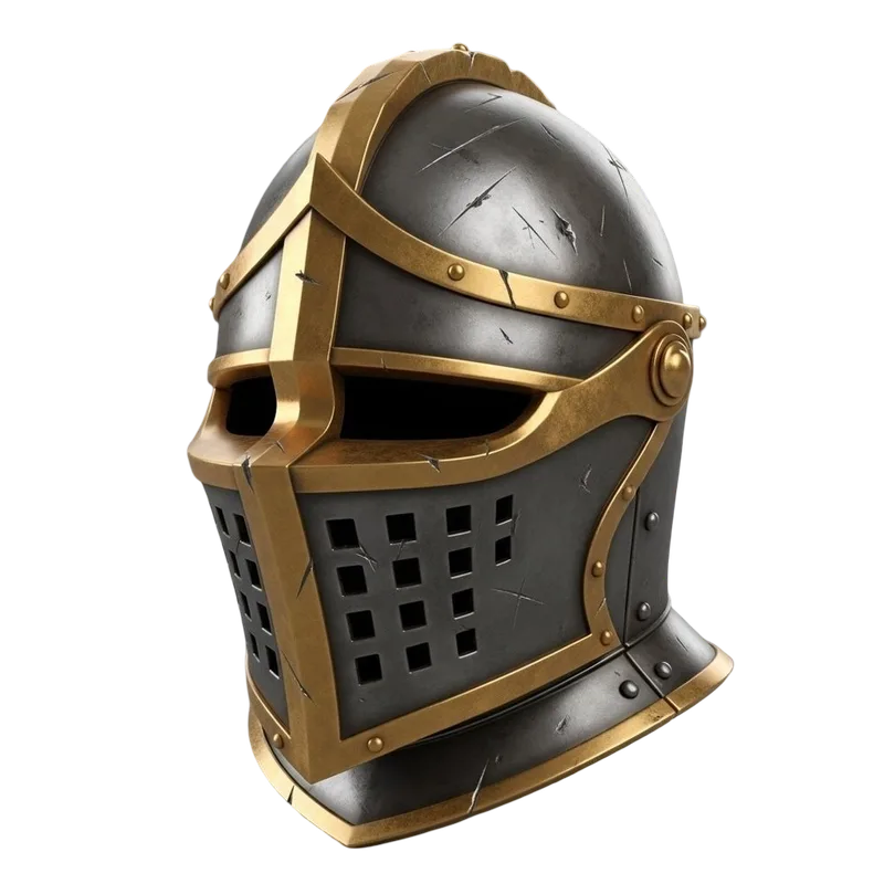 The same knight helmet as a generated 3D model
