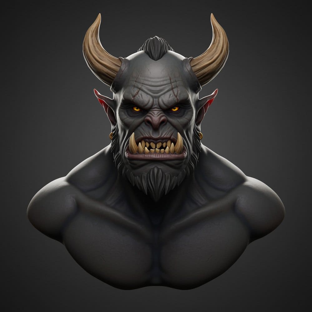 Orc bust image to 3D model example