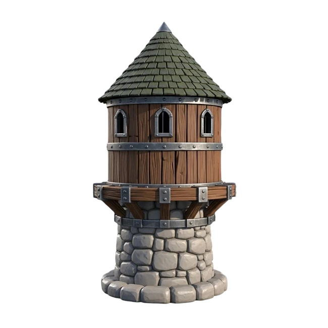 KI-generierter 3D Wachturm aus Text-Prompt
