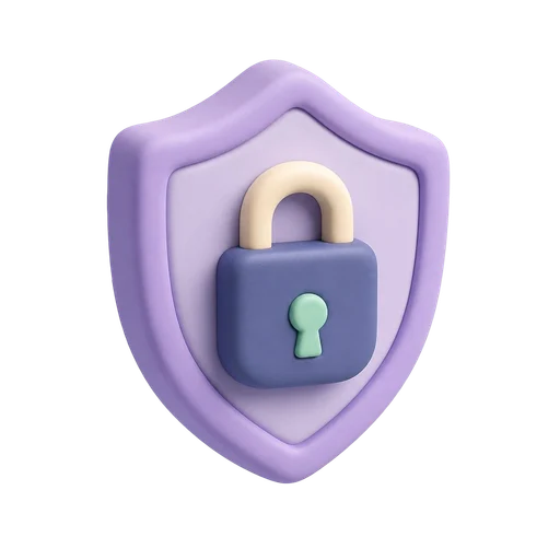 Stylized 3D shield with padlock icon