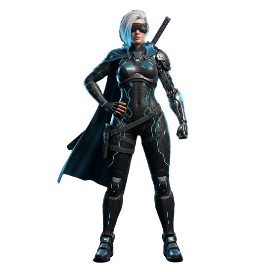 Cyberpunk samurai 3D model before AI rigging