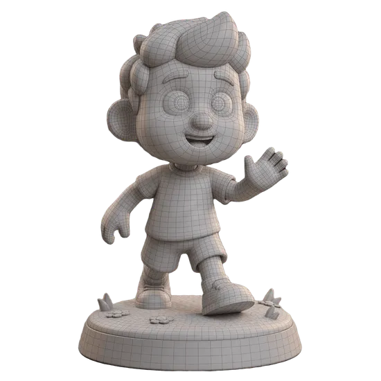 Pixar Figurine 3D model wireframe topology view