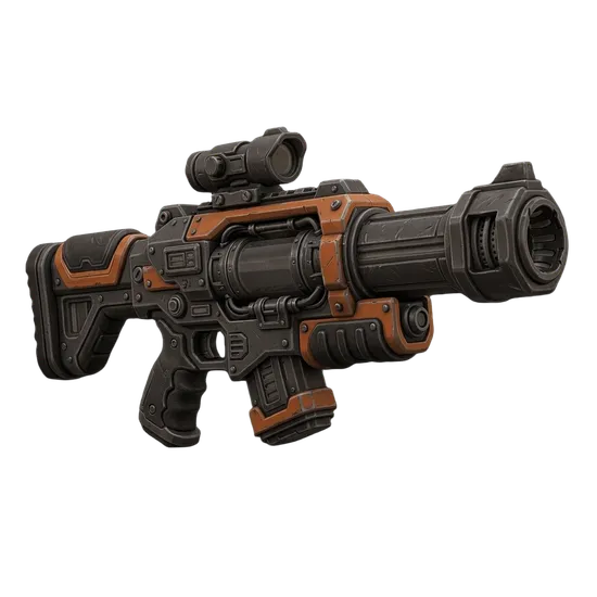 Sci-Fi Rifle 3D model rendered with original textures