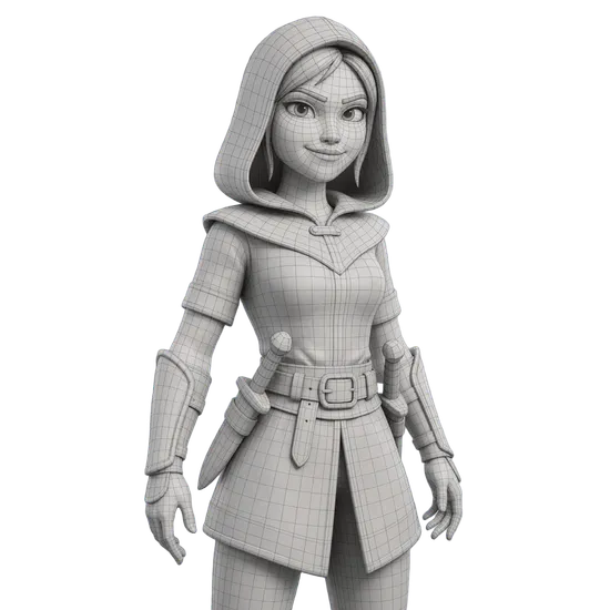 Stone Warrior 3D model wireframe topology view