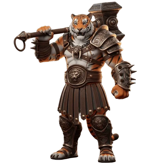 Tiger Gladiator 3D model rendered with original textures