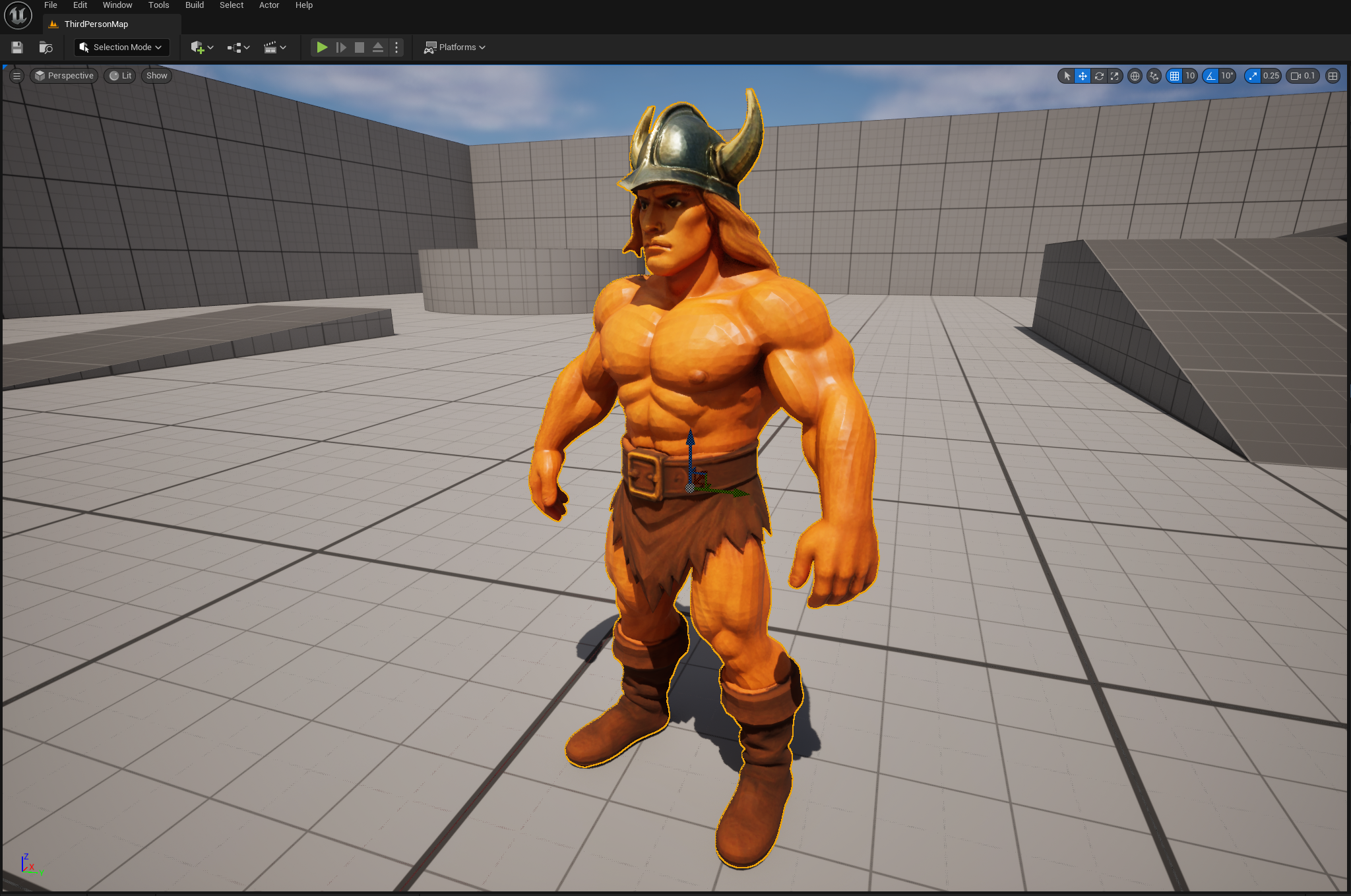 Muscular warrior asset imported in Unreal Engine