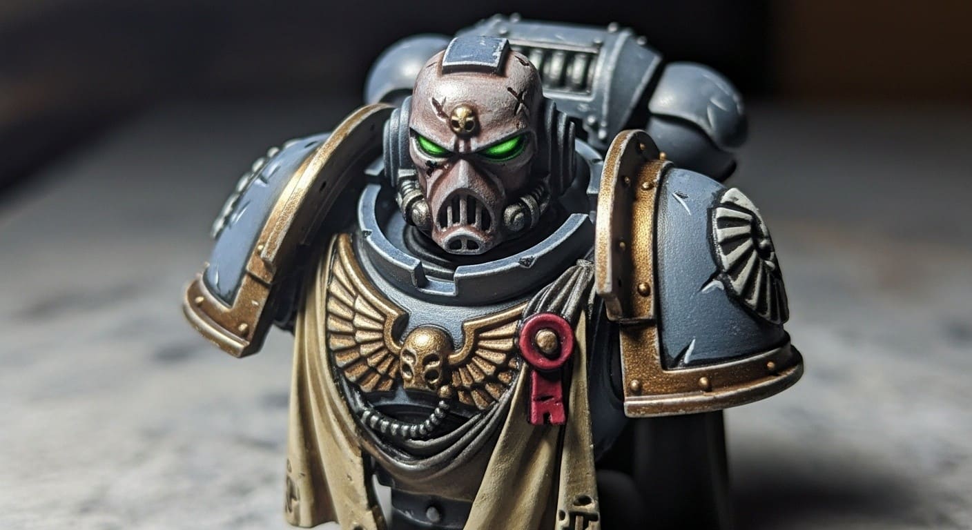 Warhammer style armored warrior miniature