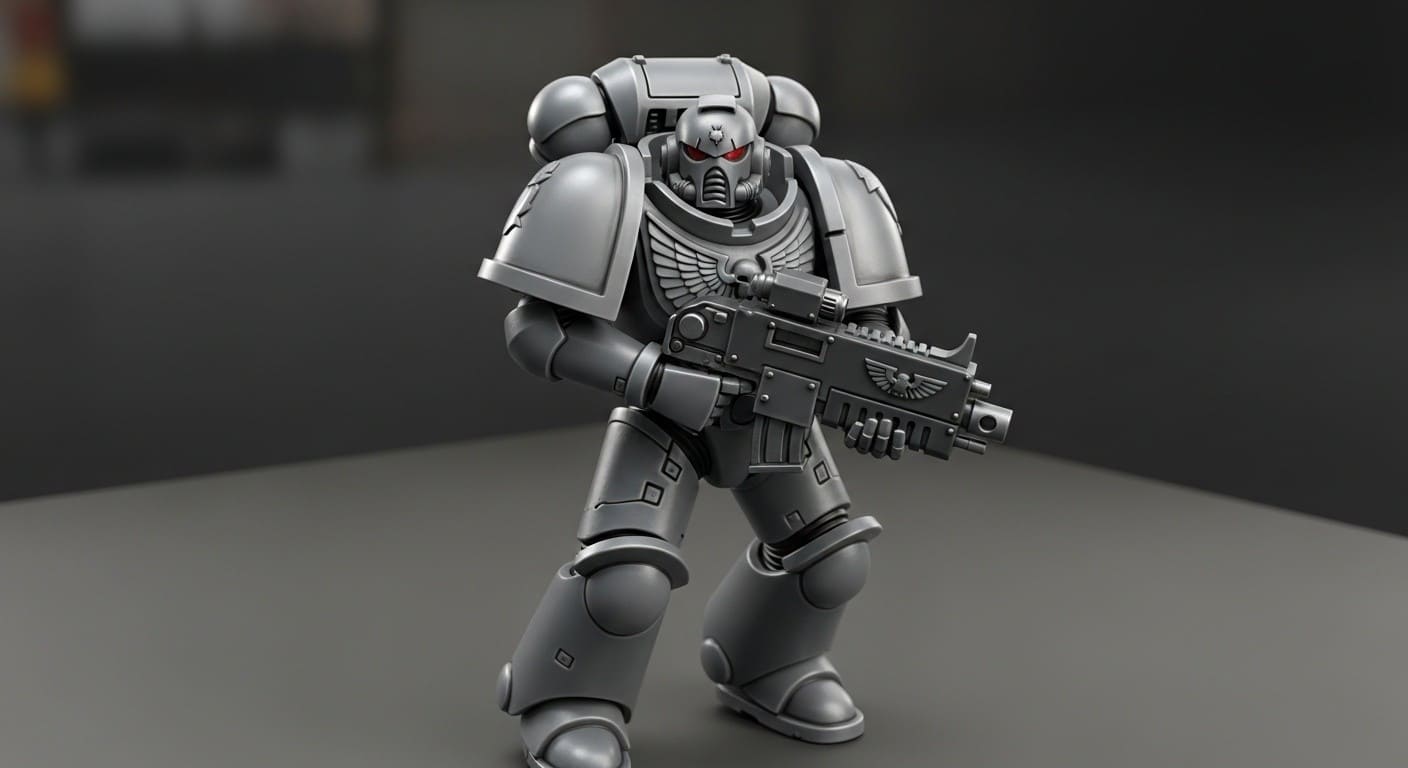 Sci-fi wargaming miniature, combat pose