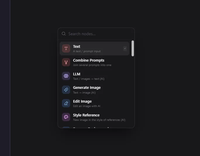 Shift + / opens the searchable node menu