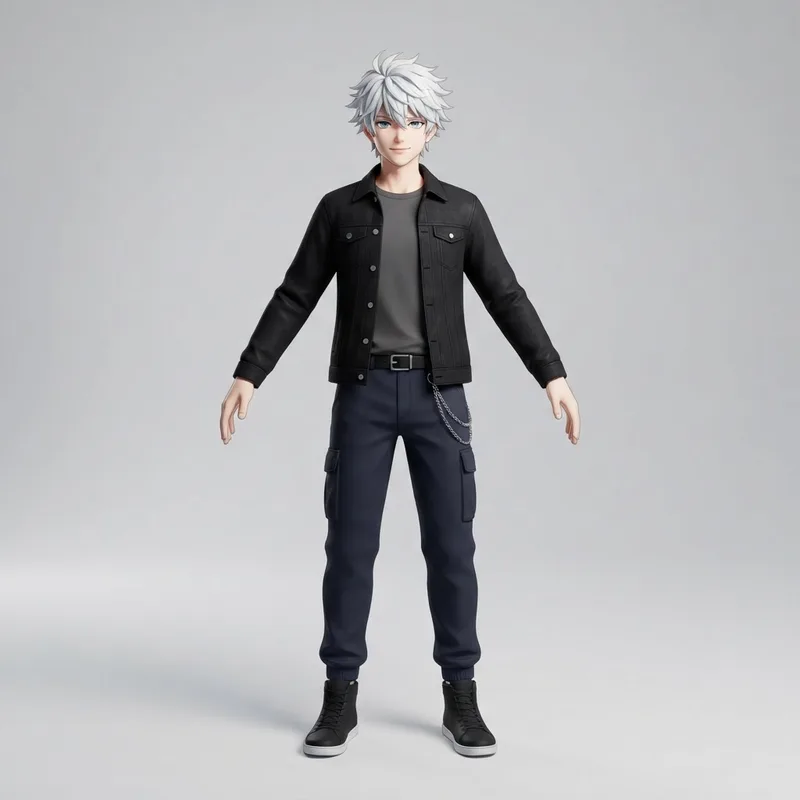 Anime boy character converted into a 3D model with AI