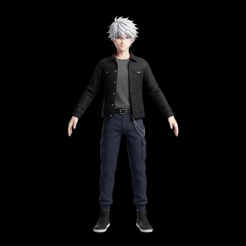 The finished 3D model of the Anime boy