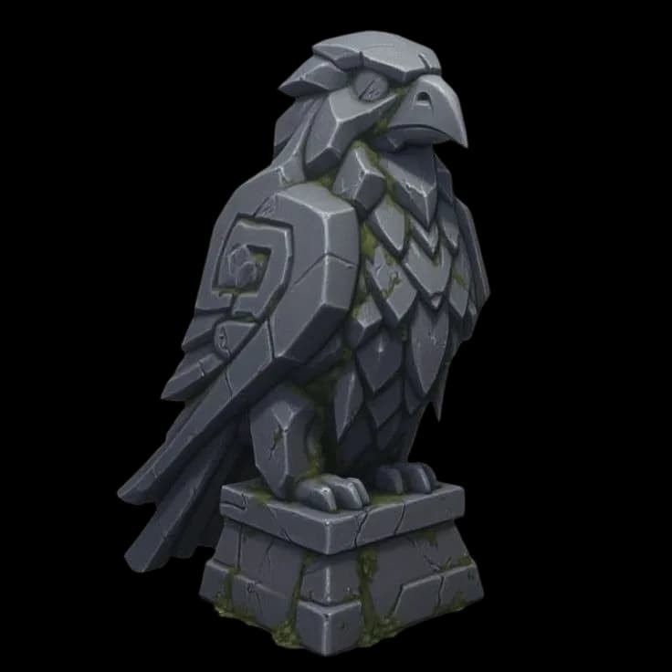 Stone bird statue 3D model generated from a photo