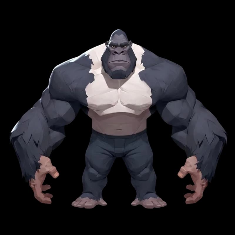 Stylized gorilla 3D model generated from an illustration