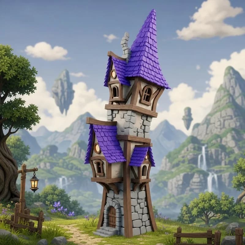 Fantasy tower environment concept converted to a 3D building model