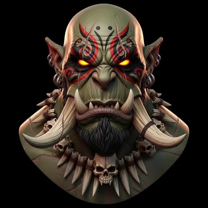 Orc creature concept art converted to a detailed 3D character model