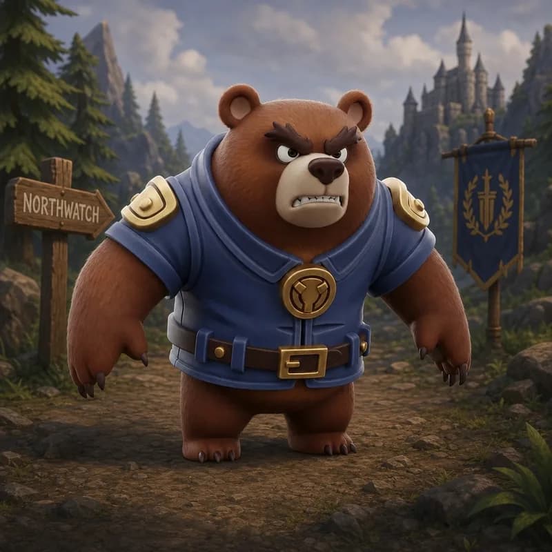 Stylized bear illustration converted to a 3D model
