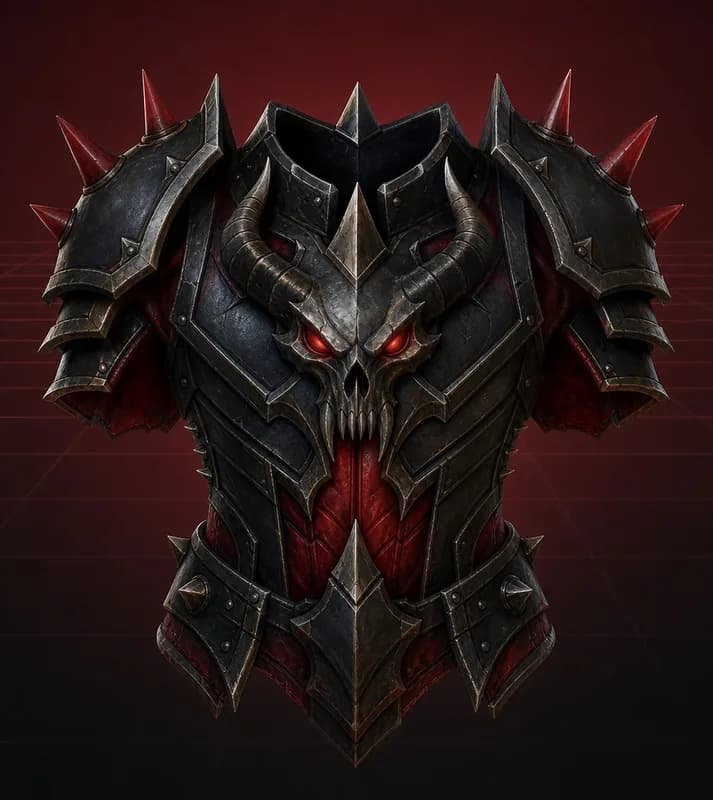 Demon skull chestplate armor concept art converted to a textured 3D model