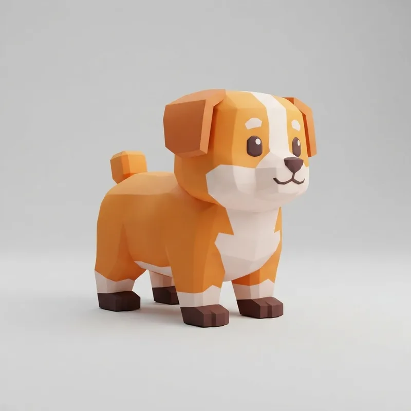 Cute cartoon dog pet 3D model made with AI for Roblox pet games
