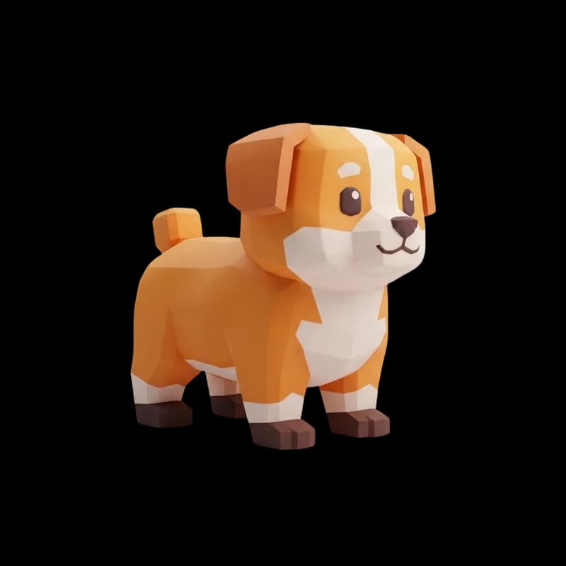 Cute cartoon dog pet 3D model made with AI for Roblox pet games