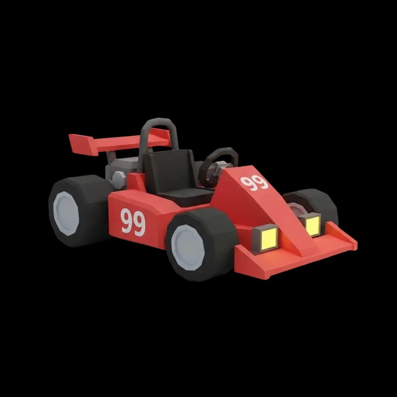 Red go-kart vehicle 3D model made with AI for Roblox racing games