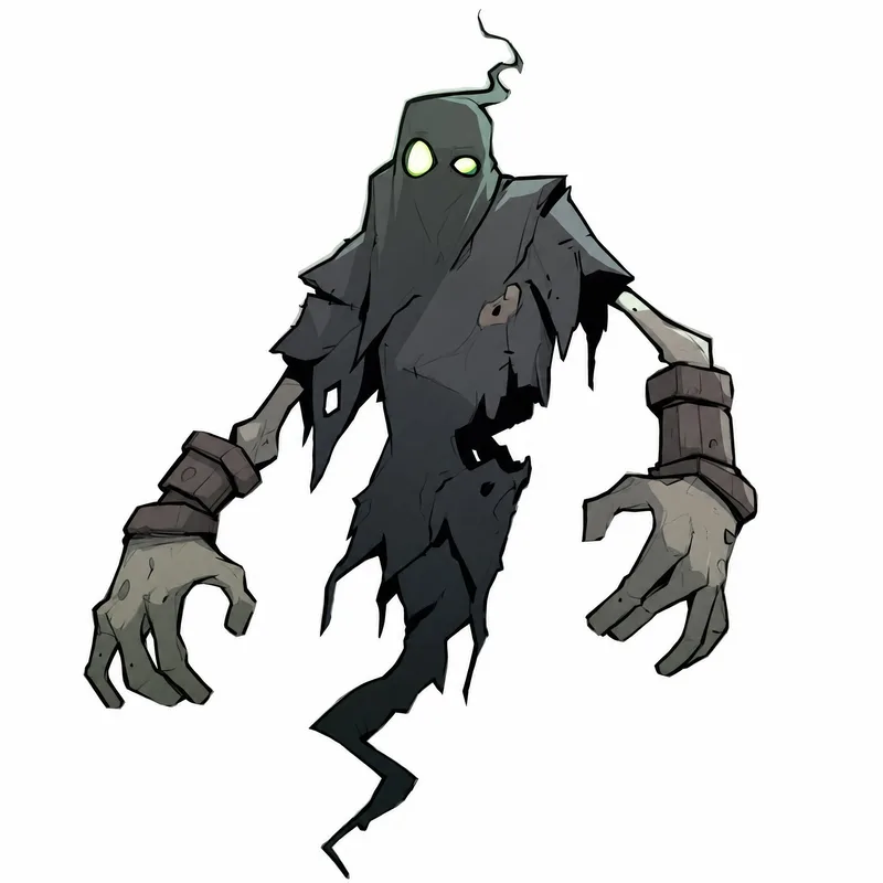 Dark floating creature sketch converted to a 3D model with glowing eyes