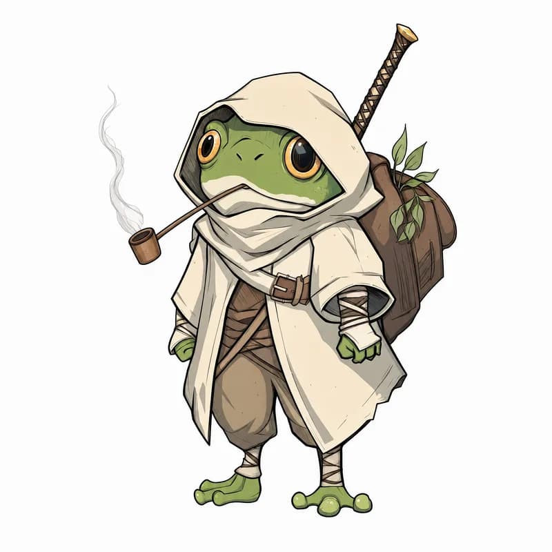 Whimsical frog explorer drawing converted to a 3D character model