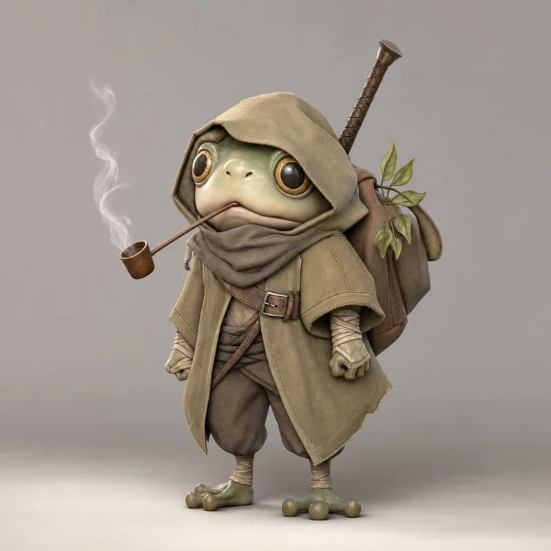 Frog explorer sketch transformed into a clean 3D-style render by Image Studio