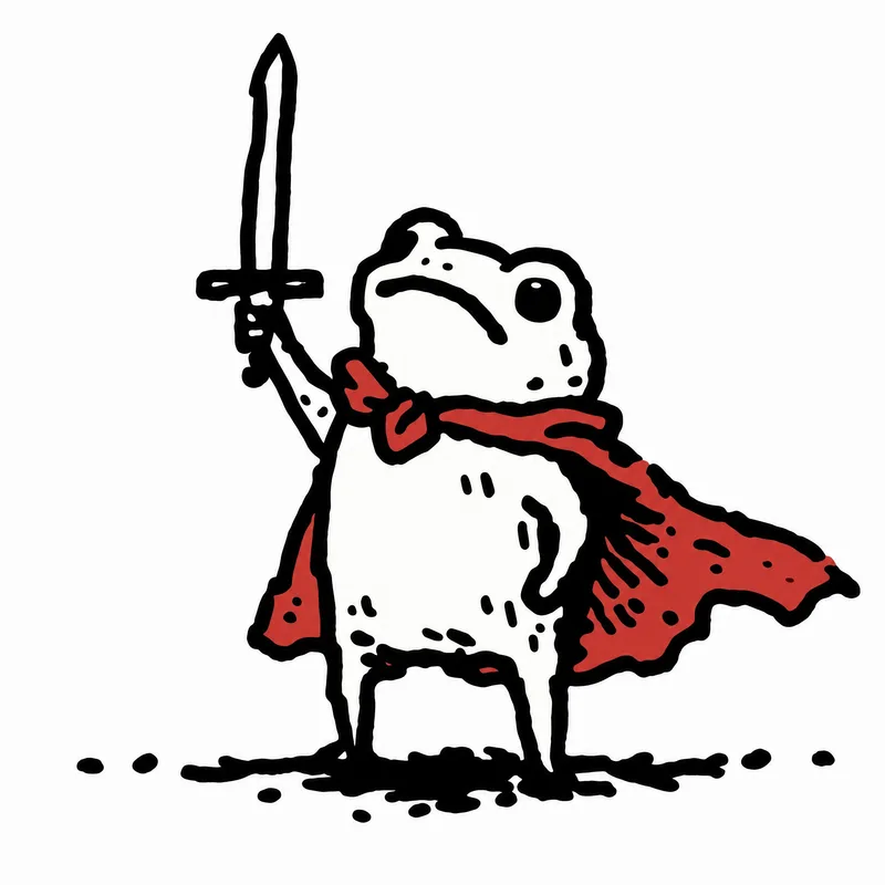 Hand-drawn frog hero sketch with cape and sword converted to a 3D model