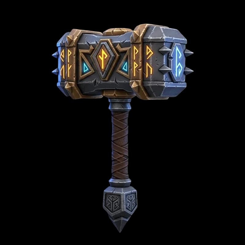 Runic dwarven warhammer 3D model generated from a text prompt for Blender