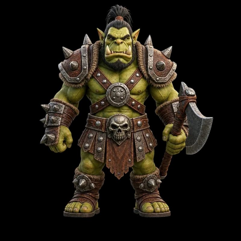 Stylized orc warrior 3D model generated from a text prompt for Blender