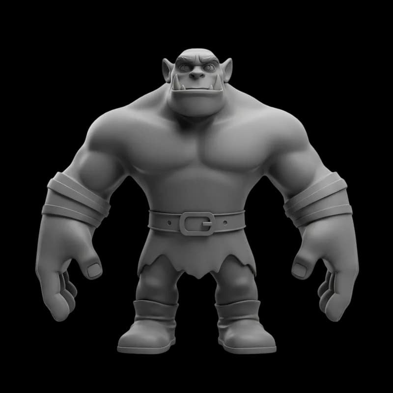 Untextured orc character base mesh