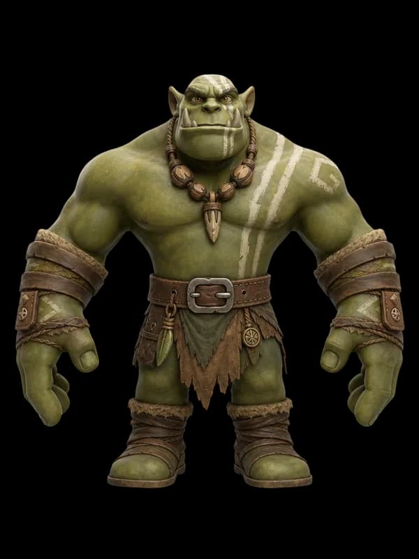Orc retextured as a moss-green forest warrior