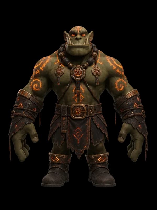 Orc retextured as a lava shaman with ember warpaint