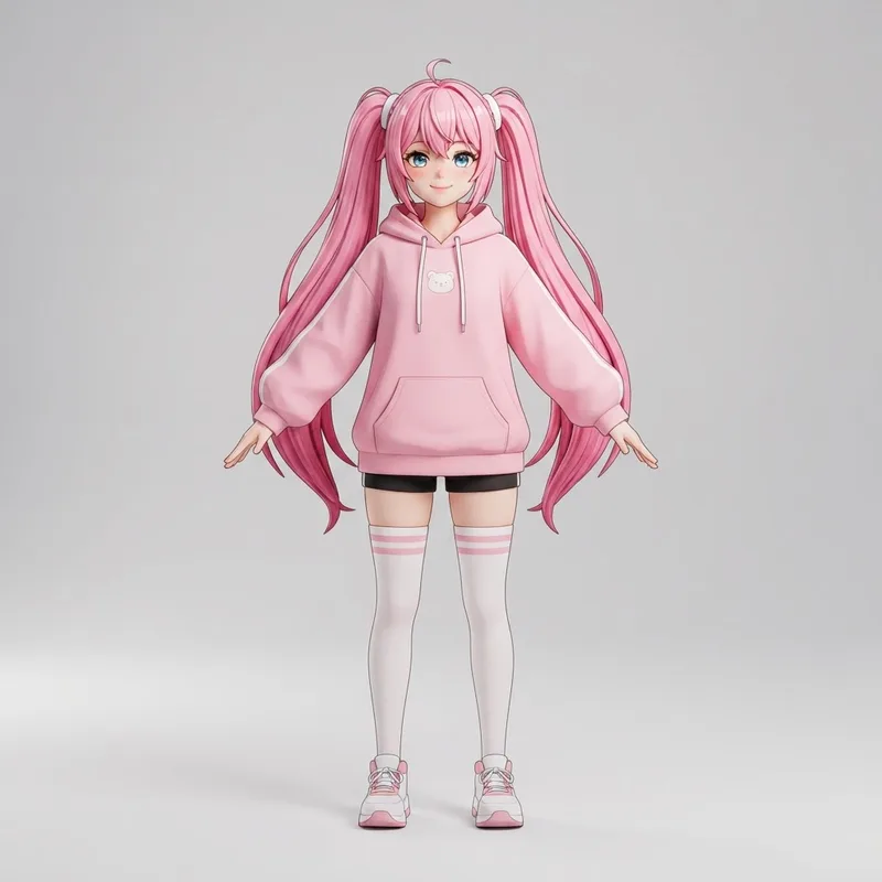Custom anime girl VRChat avatar 3D model created with AI