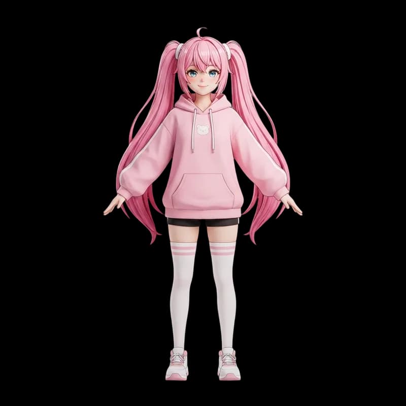 Custom anime girl VRChat avatar 3D model created with AI