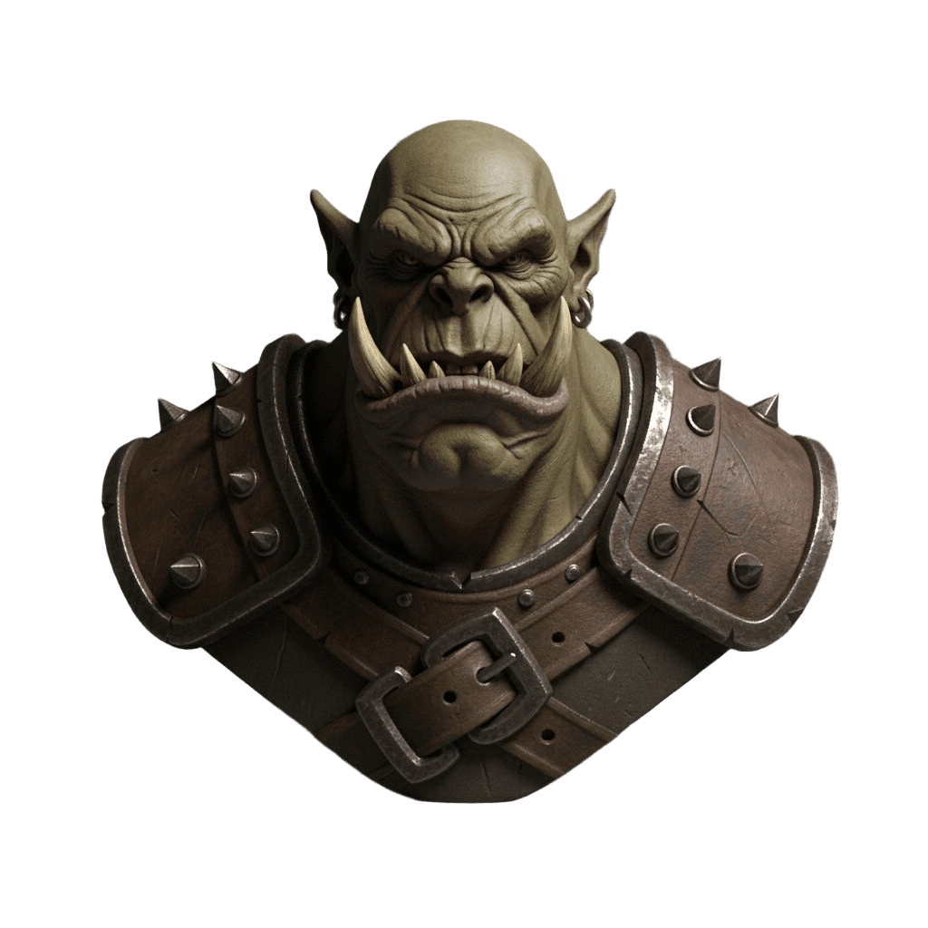 3D orc warrior bust generated with Hunyuan3D 3.5