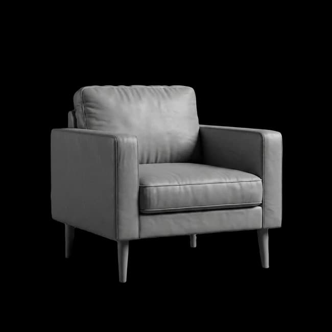 AI-generated 3D armchair - clay geometry view