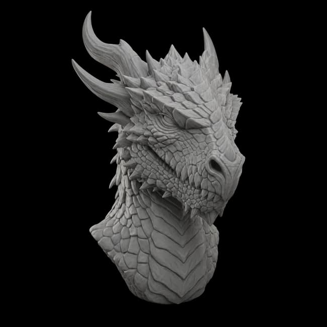 AI generated 3D dragon head bust