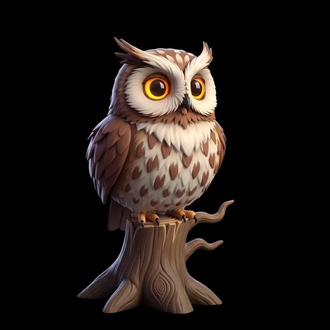AI generated 3D cartoon owl