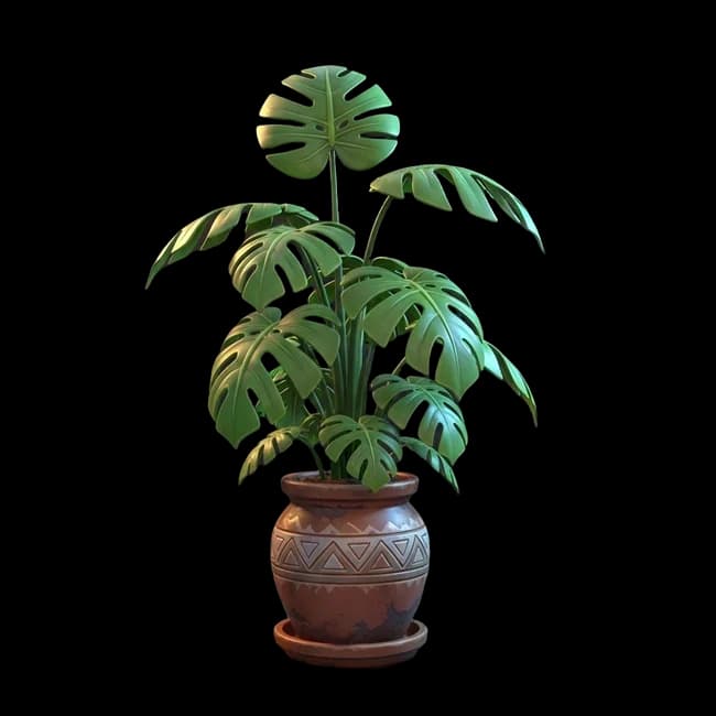 AI generated 3D stylized ornate potted plant
