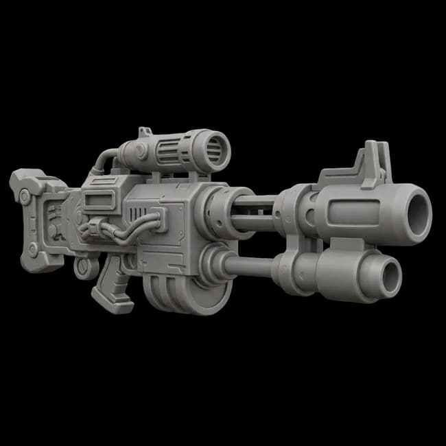 AI-generated 3D sci-fi railgun - clay geometry view