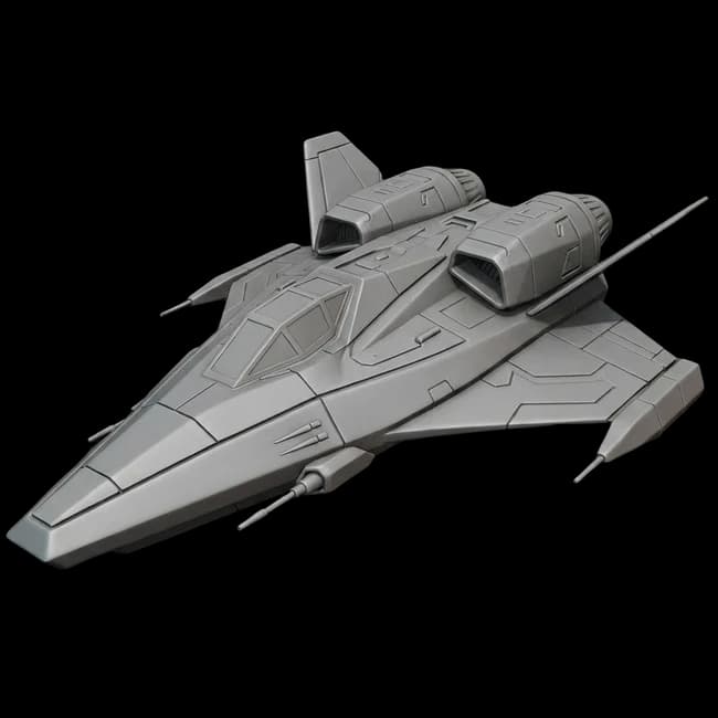 AI-generated 3D spaceship - clay geometry view