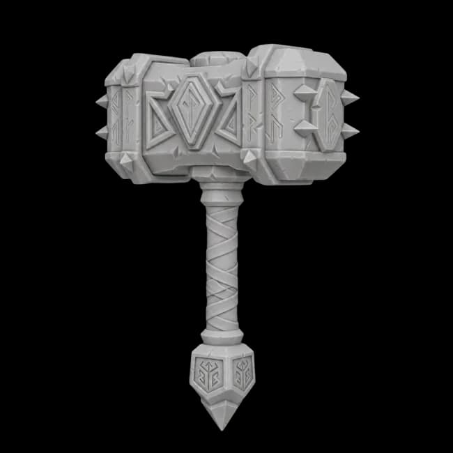 AI generated 3D dwarven warhammer