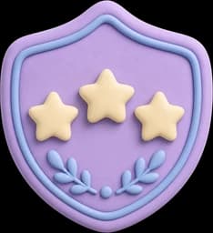 Three-star shield icon representing the maximum-fidelity hero asset tier