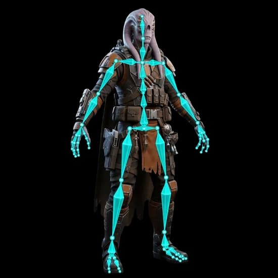 Rig-ready character - shaded render