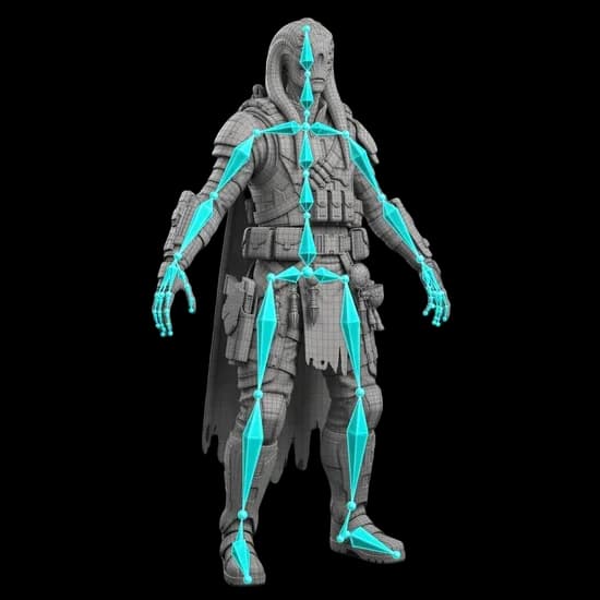 Rig-ready character - wireframe topology view