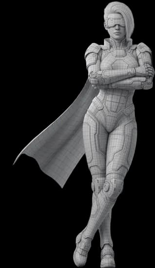 Shaded model vs its topology - wireframe topology view
