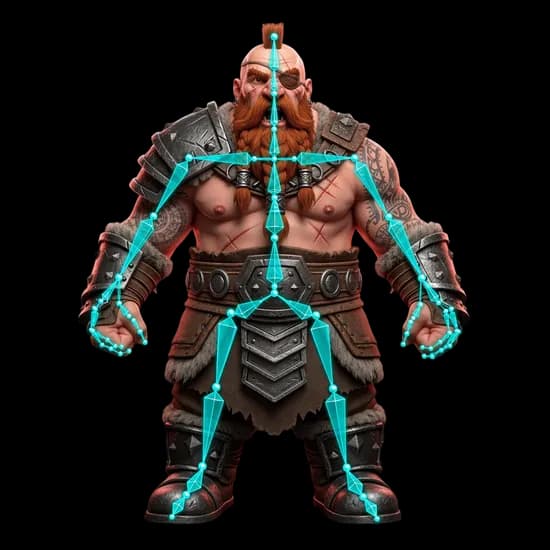 AI-rigged dwarf character